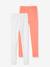 Pack de 2 leggings variados niña GRIS OSCURO LISO+Lote gris claro jaspeado+NARANJA CLARO LISO 