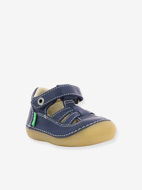 Sandalias De Piel Para Bebe Sushy Kickers Primeros Pasos Azul Oscuro Liso Kickers