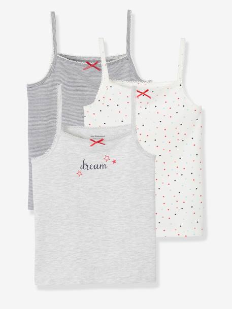 Pack de 3 camisetas sin mangas para niña BLANCO CLARO BICOLOR/MULTICOLO 