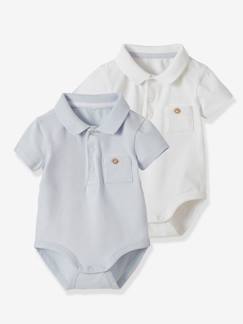Bebé-Camisetas-Camisetas-Lote de 2 bodies para bebé recién nacido con cuello polo y bolsillo