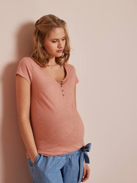 Camiseta tunecina de embarazo y lactancia ROSA OSCURO LISO+VERDE OSCURO LISO 
