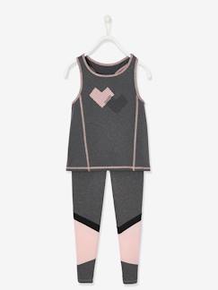Niña-Ropa deportiva-Conjunto de deporte de camiseta sin mangas + leggings de tejido técnico para niña