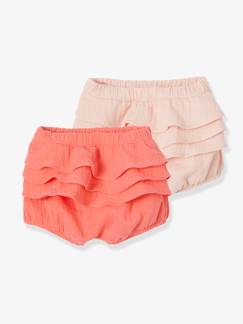 Bebé-Shorts-Lote de 2 pantalones bombachos de gasa de algodón para bebé niña