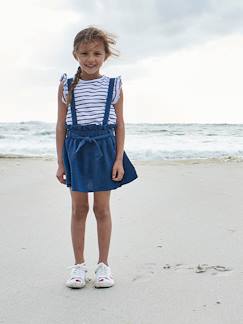 Niña-Faldas-Conjunto niña camiseta a rayas + falda de gasa de algodón