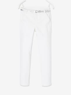 Niña-Pantalones-Pantalón chino para niña de satén de algodón y cinturón irisado