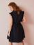 Vestido para embarazo con cuello alto y macramé NEGRO OSCURO LISO CON MOTIVOS 