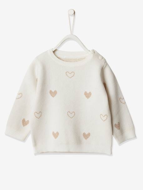 Bebé-Sudaderas, jerséis y chaquetas de punto-Jersey jacquard con corazones para bebé niña
