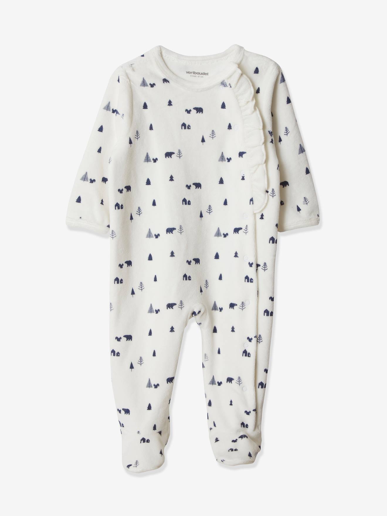 VERTBAUDET Lote de 3 pijamas para beb/é de terciopelo con autom/áticos detr/ás GRIS OSCURO BICOLOR//MULTICOLOR 18M-81CM