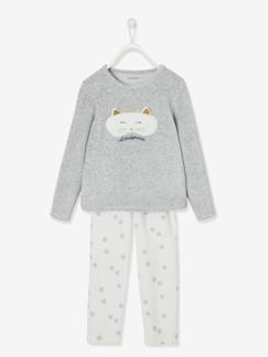 Reforzar su personalidad (6 años y +)-Pijama de terciopelo "máscara de gato" para niña