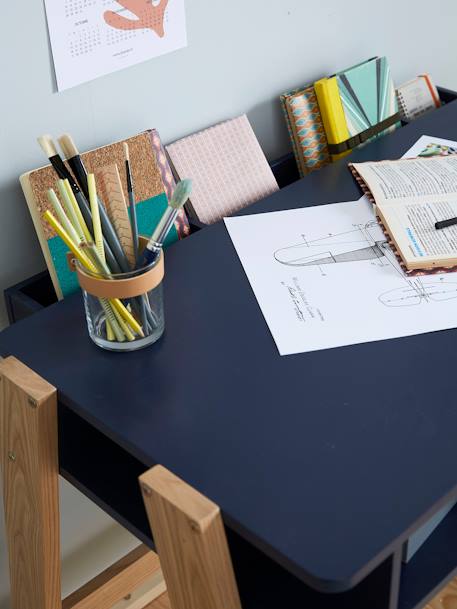 Escritorio especial primaria LÍNEA ARCHITEKT AZUL OSCURO LISO+Blanco/madera clara+ROSA CLARO LISO CON MOTIVOS+VERDE CLARO LISO 