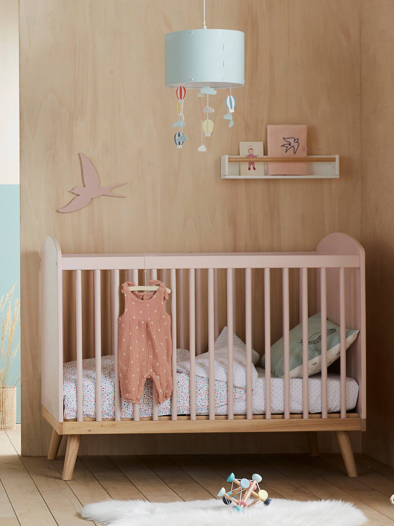 Cama infantil LÍNEA CONFETTI rosa claro liso - Vertbaudet