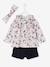 Conjunto de 3 prendas, camiseta, short de pana y cinta del pelo, para bebé niña AZUL OSCURO LISO+VERDE OSCURO LISO 