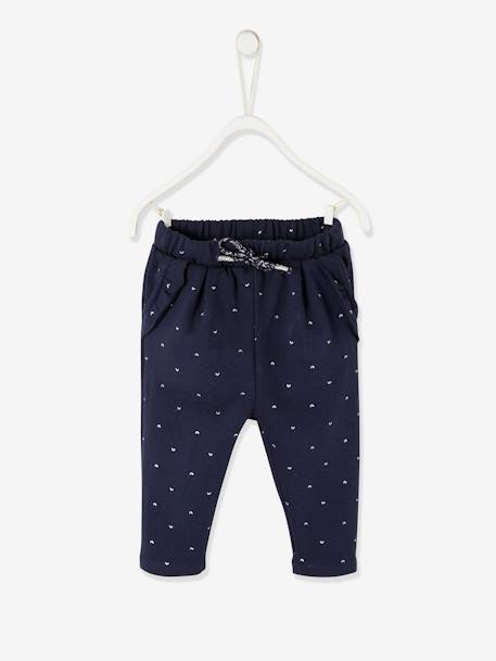 Pantalon De Felpa Para Bebe Nina Azul Oscuro Estampado Vertbaudet