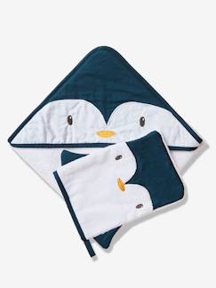 -Conjunto de capa de baño + manopla Pingouin