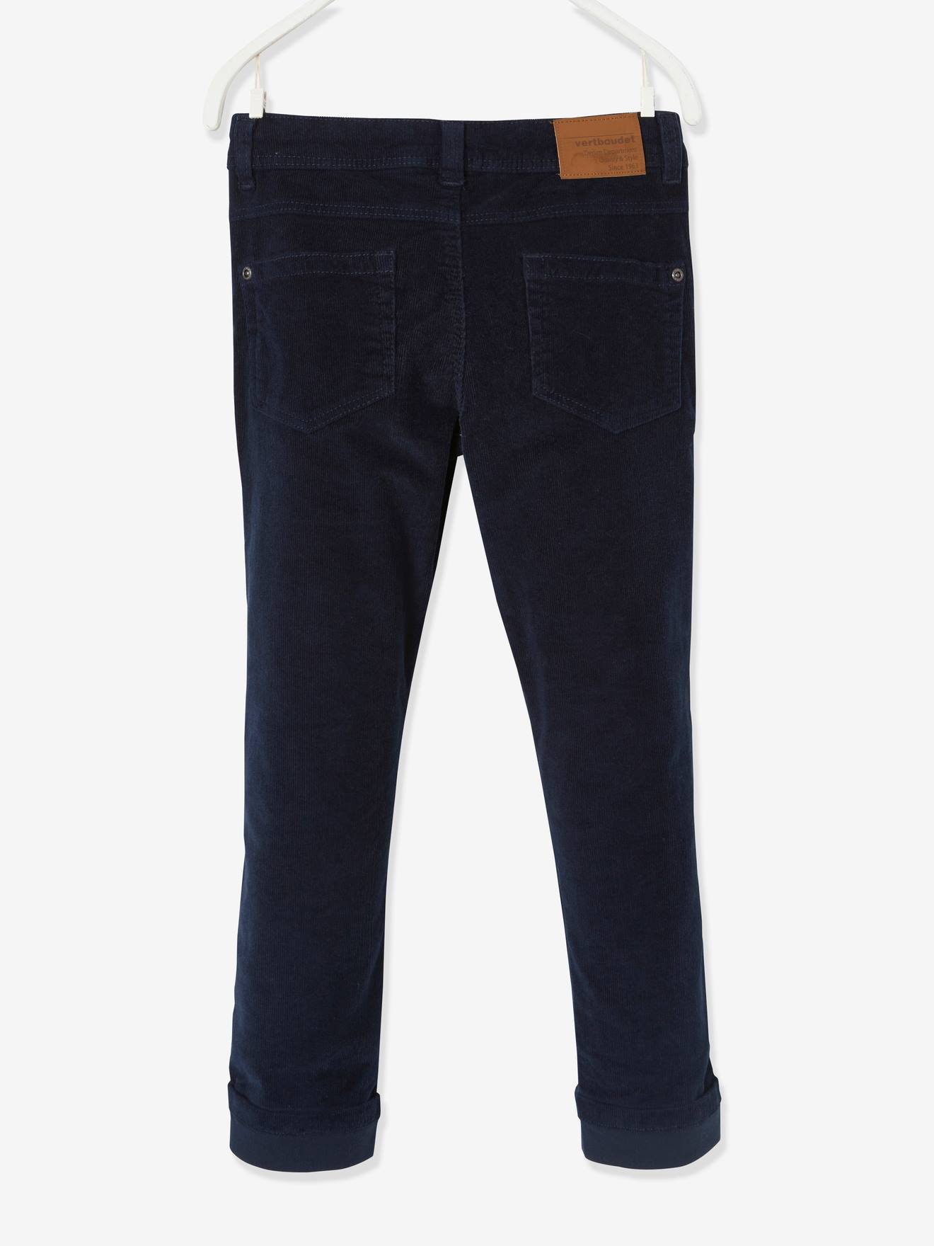 Pantalón slim de pana, para niño beige medio liso con motivos - Vertbaudet