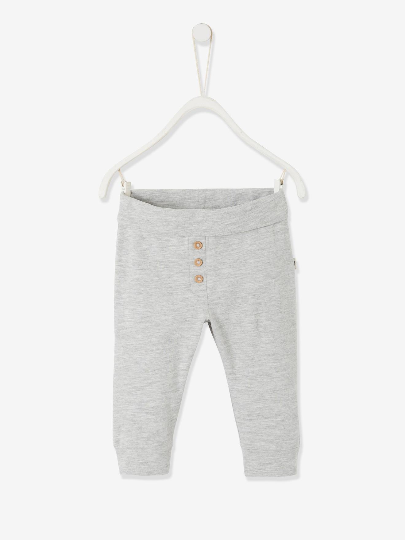 Leggings para bebé de punto de algodón stretch gris claro jaspeado -  Vertbaudet