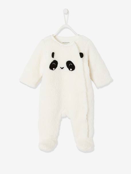 Ecorresponsables-Bebé-Pijamas-Pelele "panda" de pelo sintético para bebé niño