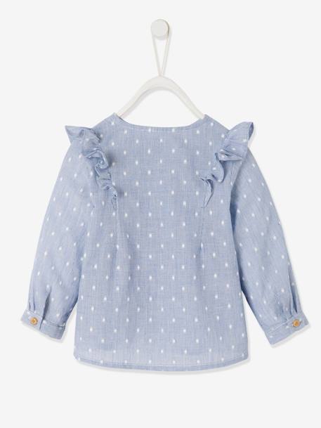 Blusa con volante para bebé niña AZUL OSCURO A RAYAS+BLANCO CLARO LISO+ROSA CLARO ESTAMPADO 