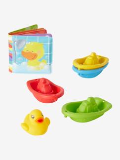 Puericultura- Cuidado del bebé-Accesorios baño bebé-Conjunto de libro, pato y barco de baño