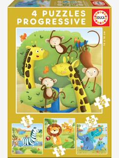 Juguetes-Juegos educativos-Lote de 4 puzzles progresivos 12 a 25 piezas Animales salvajes EDUCA