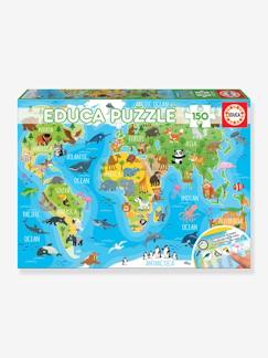 Juguetes-Juegos educativos-Puzzle 150 piezas Mapamundi Animales EDUCA