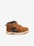 Zapatillas de piel con caña alta, para niño AZUL OSCURO LISO+MARRON CLARO LISO 