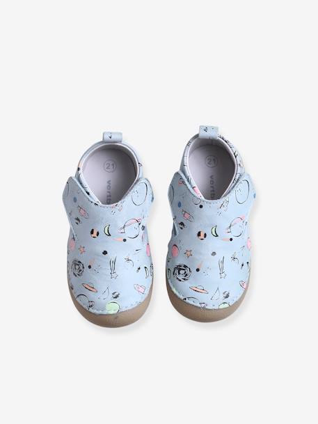 Zapatillas de casa de piel estampada, para bebé niño AZUL MEDIO ESTAMPADO 