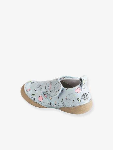 Zapatillas de casa de piel estampada, para bebé niño AZUL MEDIO ESTAMPADO 
