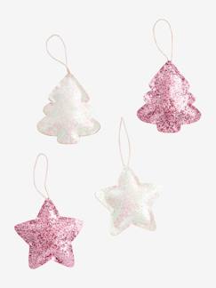 Textil Hogar y Decoración-Decoración-Lote de 4 decoraciones de Navidad con purpurina