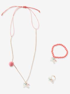 Niña-Accesorios-Conjunto de collar, pulsera y anillo Unicornio, para niña