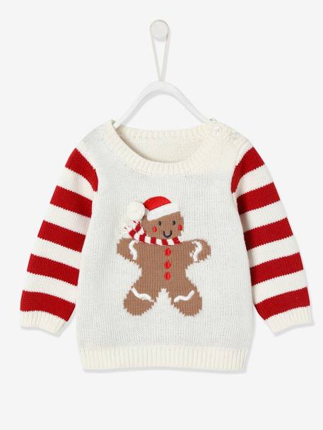 Bebé-Sudaderas, jerséis y chaquetas de punto-Jersey de Navidad unisex Muñeco de jengibre, para bebé