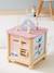 Cubo grande de actividades, de madera FSC®. multicolor+NARANJA CLARO LISO CON MOTIVOS+rosa 