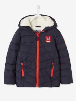 Niño-Abrigos y chaquetas-Chaqueta acolchada de esquí con capucha y forro de sherpa, para niño