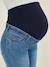 Pantalón slim tobillero con rotos de embarazo Azul medio lavado+AZUL OSCURO LISO 