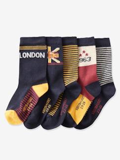 Niño-Lote de 5 pares de calcetines medianos London para niño