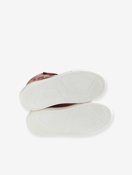 Zapatillas de caña alta de piel, para niña ROSA MEDIO LISO 