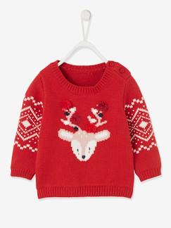 Bebé-Sudaderas, jerséis y chaquetas de punto-Jersey unisex de Navidad con reno para bebé