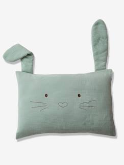 Ecorresponsables-Textil Hogar y Decoración-Funda de almohada de gasa de algodón para bebé Conejo Verde