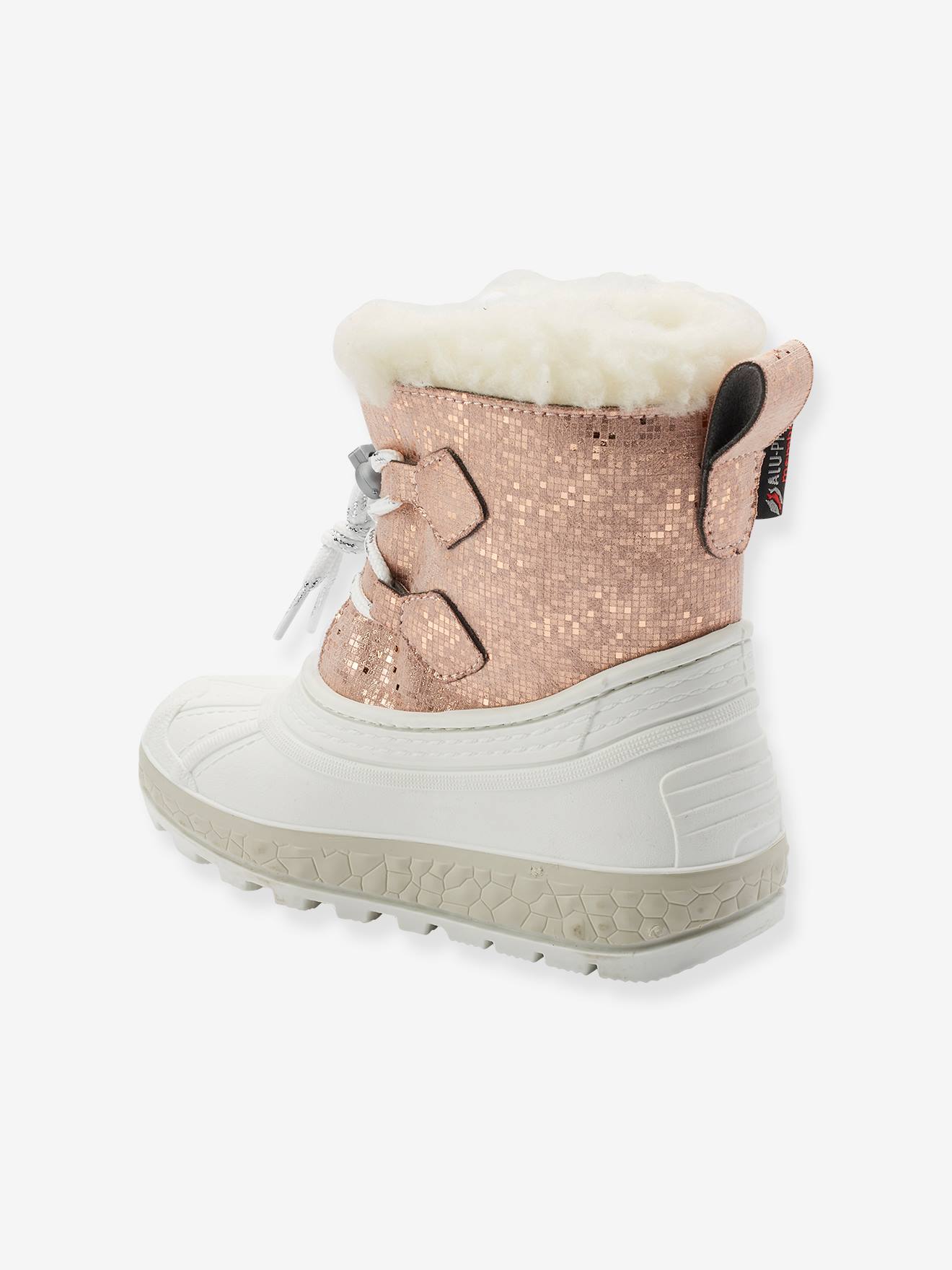 Botas de nieve para niña rosa claro liso con motivos - Vertbaudet