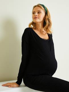 Ropa Premamá-Lactancia-Camiseta para embarazo y lactancia con encaje