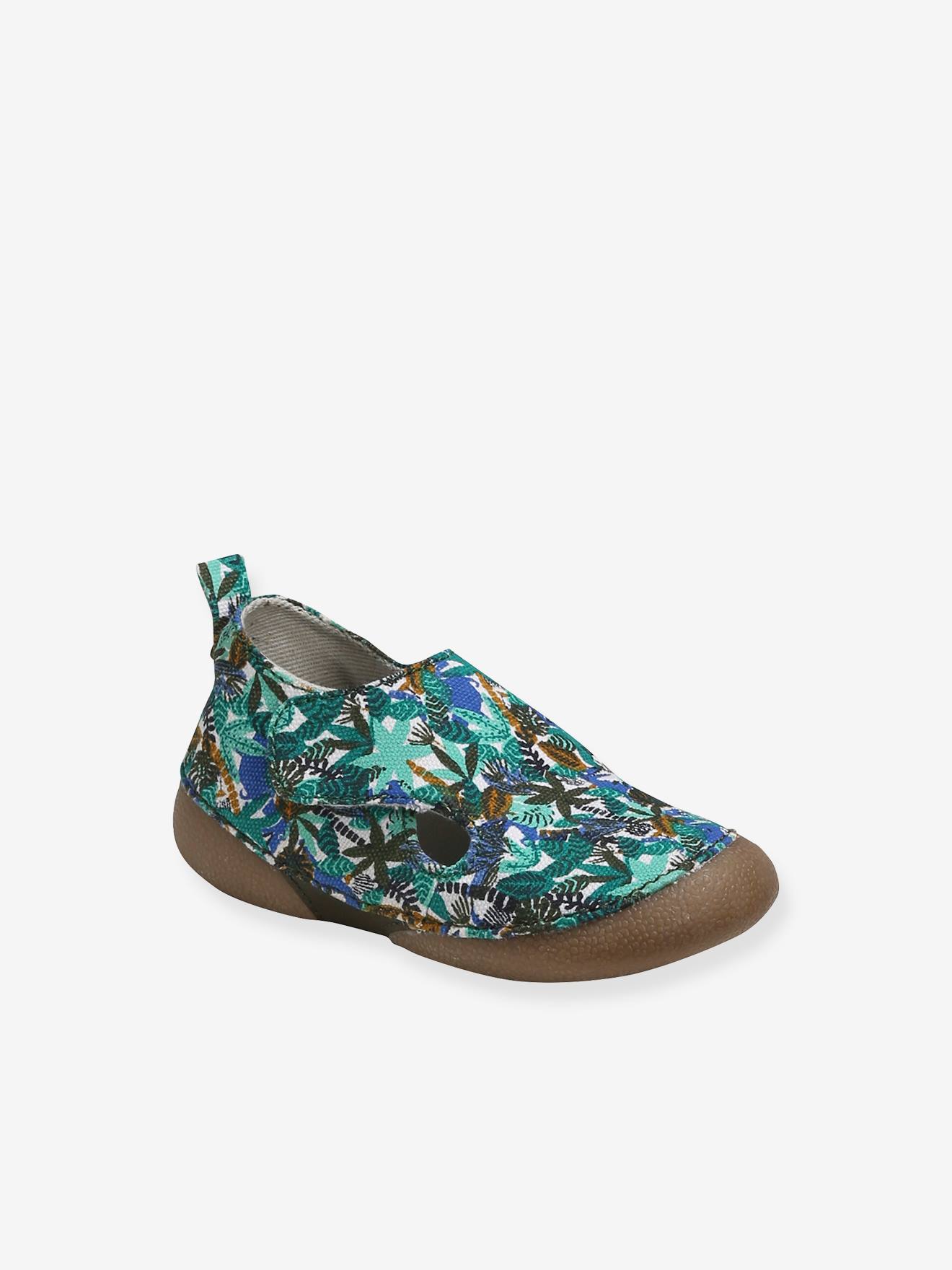 Zapatillas de casa de tela, para bebé niño verde medio estampado -  Vertbaudet