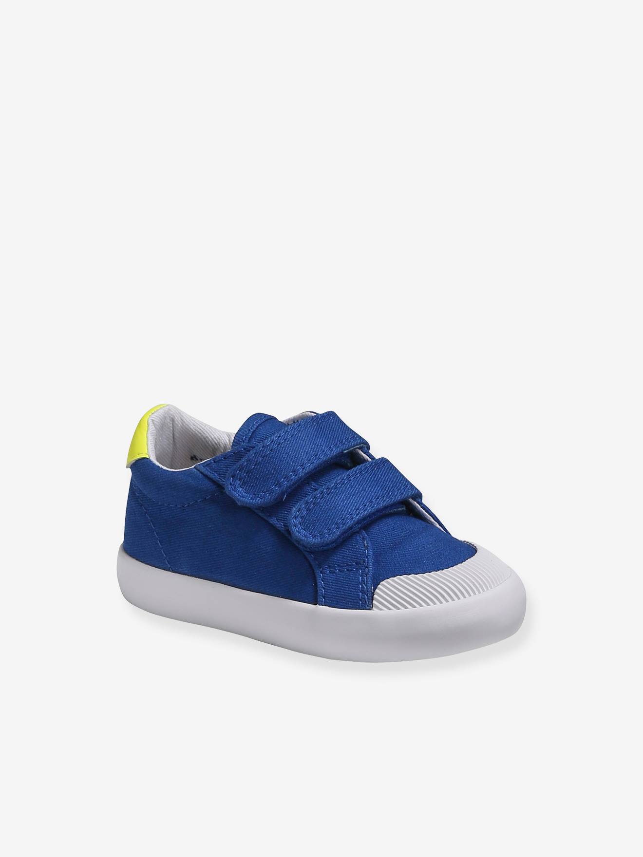 Zapatillas de tela con cierre autoadherente, bebé niño azul medio liso