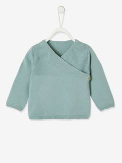 Bebé-Sudaderas, jerséis y chaquetas de punto-Jerséis-Chaqueta cruzada bebé recién nacido de punto tricot de algodón orgánico
