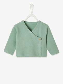 Bebé-Sudaderas, jerséis y chaquetas de punto-Jerséis-Chaqueta cruzada para bebé de algodón y lana