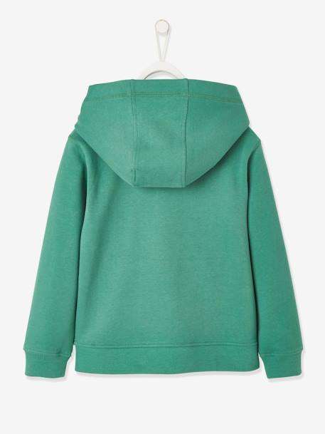 Sudadera con cremallera, capucha y motivo gráfico para niño AZUL OSCURO JASPEADO+MARRON MEDIO LISO CON MOTIVOS+VERDE OSCURO LISO CON MOTIVOS 