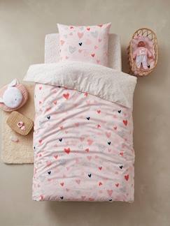 Textil Hogar y Decoración-Ropa de cama niños-Conjunto de funda nórdica + funda de almohada infantil Corazones en Fiesta