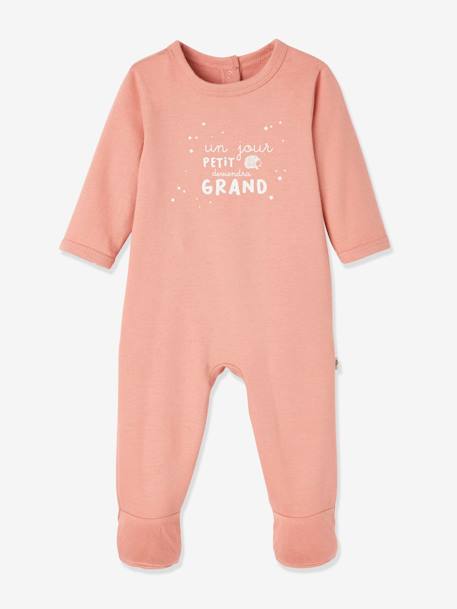 Pack de 2 pijamas de algodón orgánico, recién nacido rosa claro liso con motivos - Vertbaudet