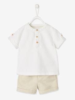 Bebé-Shorts-Conjunto de ceremonia de camisa, short y cinturón, para bebé