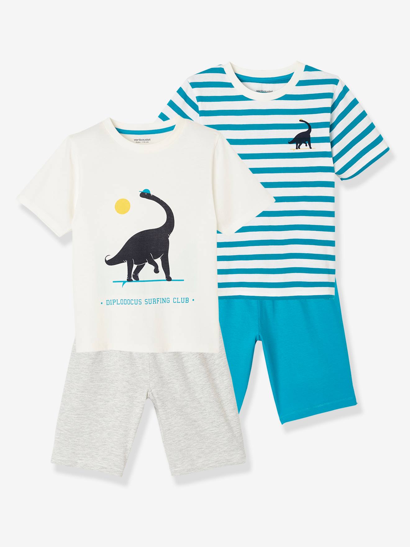 Lote de 2 pijamas con short Dinosaurio, para niño claro bicolor/multicolo - Vertbaudet