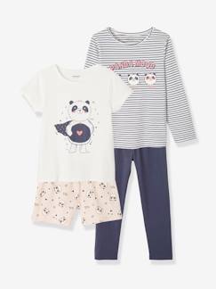 Niña-Pijamas-Lote pijama + pijama con short Panda